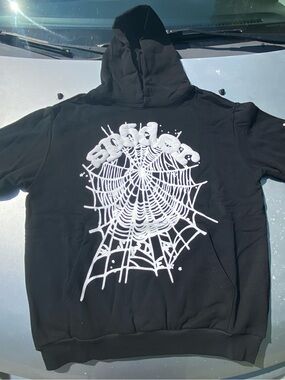 Sp5der Hoodie Black and White Size Medium